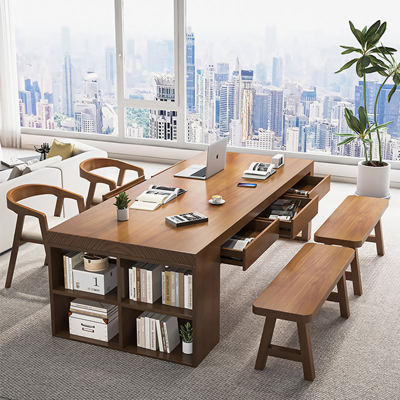 Table longue 78,74 po moderne de couleur naturelle minimaliste, H 29,53 po x L 78,74 po x l 31,5 po