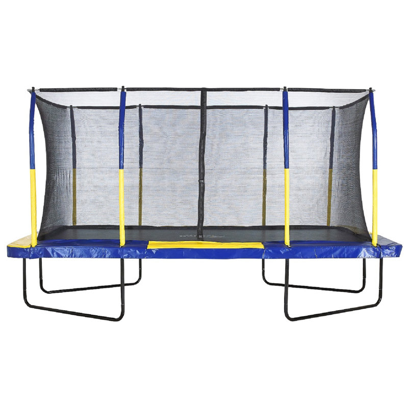 Machrus Upper Bounce 9' X 15' Gymnastics Style, Rectangular Trampoline Set, Blue/Yellow