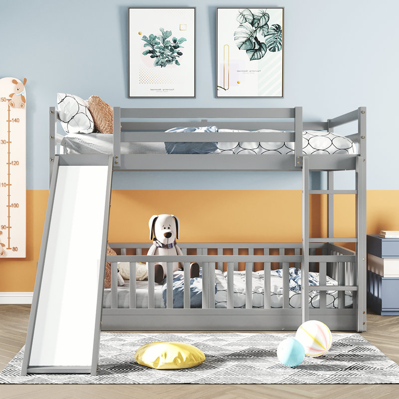 Hemme Kids Twin Over Twin Bunk Bed, Gray