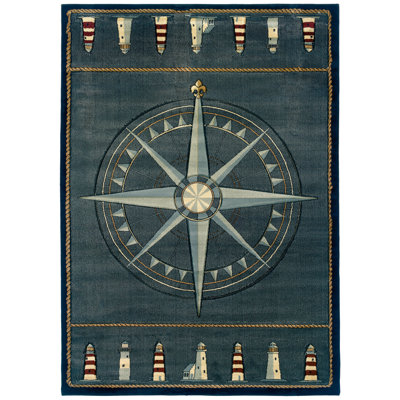 Tapis gris anthracite / beige / rouge foncé à motif géométrique avec boussole Londono
