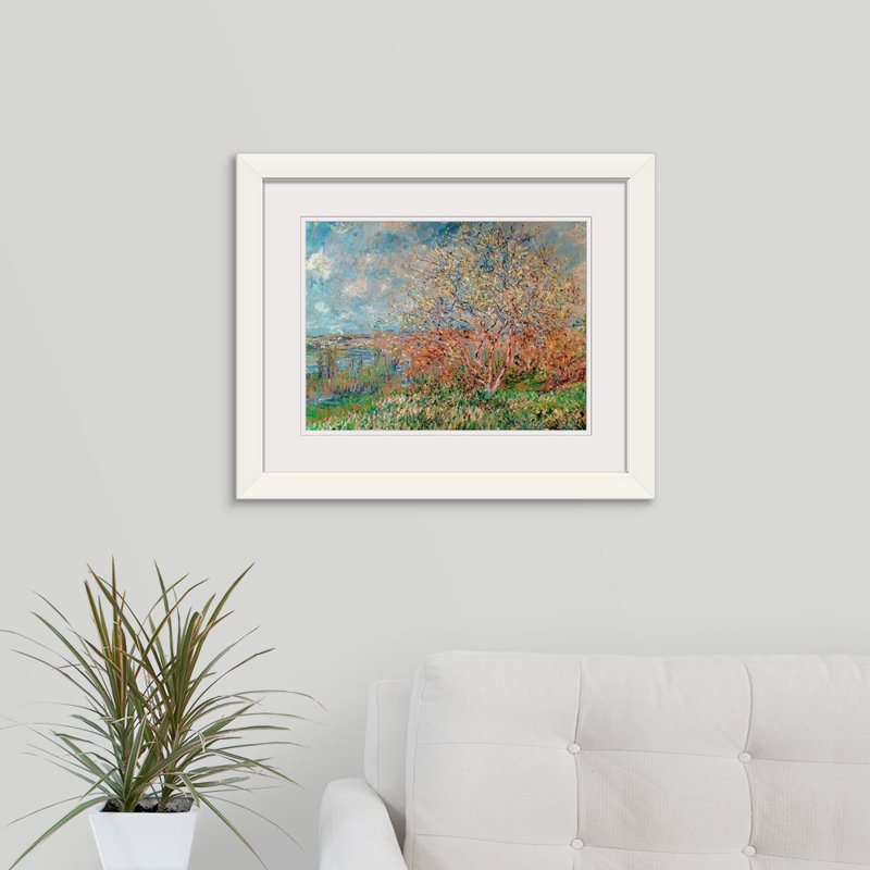Printemps, 1880 82 par Claude Monet - reproduction, H 20 po x l 24 po x P 1 po, Cadre blanc