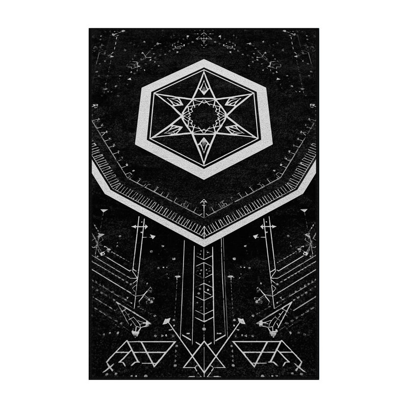 Machine Washable Pantelie Modern Geometric Rug in Black – Black Binding, 3 x 5