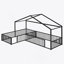 Double lit simple en L Montessori, structure de lit d'angle en métal avec clôture, lit de plancher de style maison pour 2 enfants, sans lattes, noir-1593788892