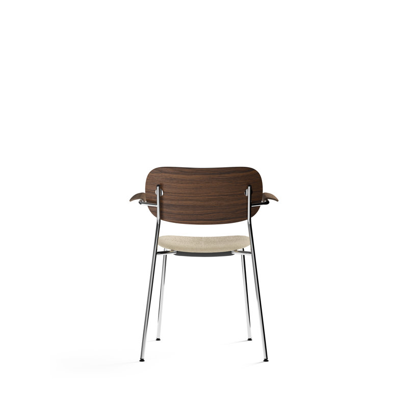Co Upholstered Arm Chair, Bouclé 02 Acrylic, Dark Stained Oak, Chrome