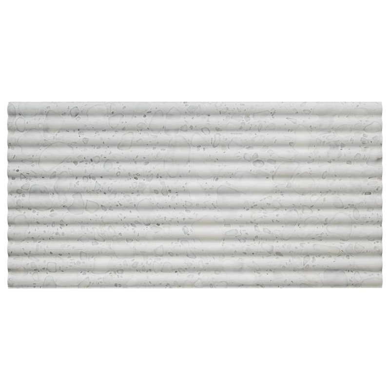 Terrazzo Italy Fluted 12x24 Honed Terrazzo Tile, Sacra Bianco White