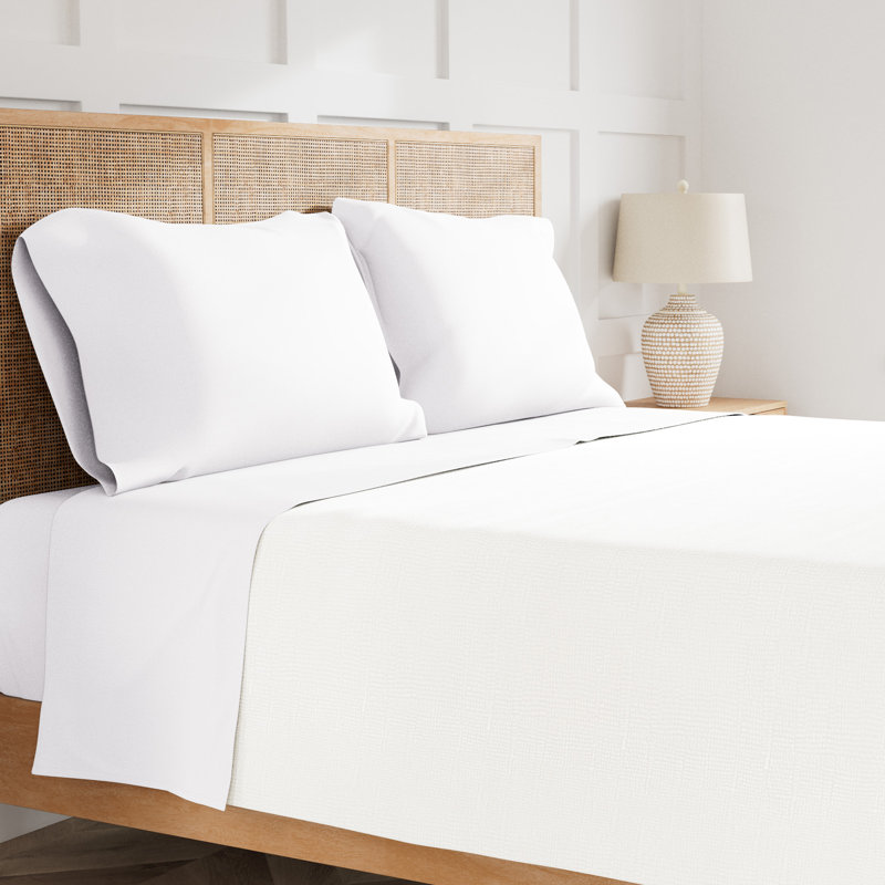 Linen Sheet Set , King Sheet Set with 2 Pillowcases, White