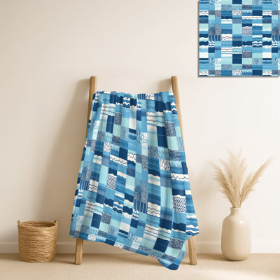 Ocean Quilt IV – Patchwork Soft Blanket, Beach Plush Throw