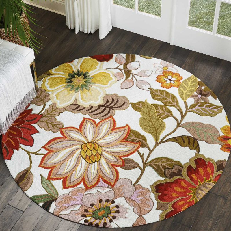 Floral Hand Woven Area Rug, Round 168cm