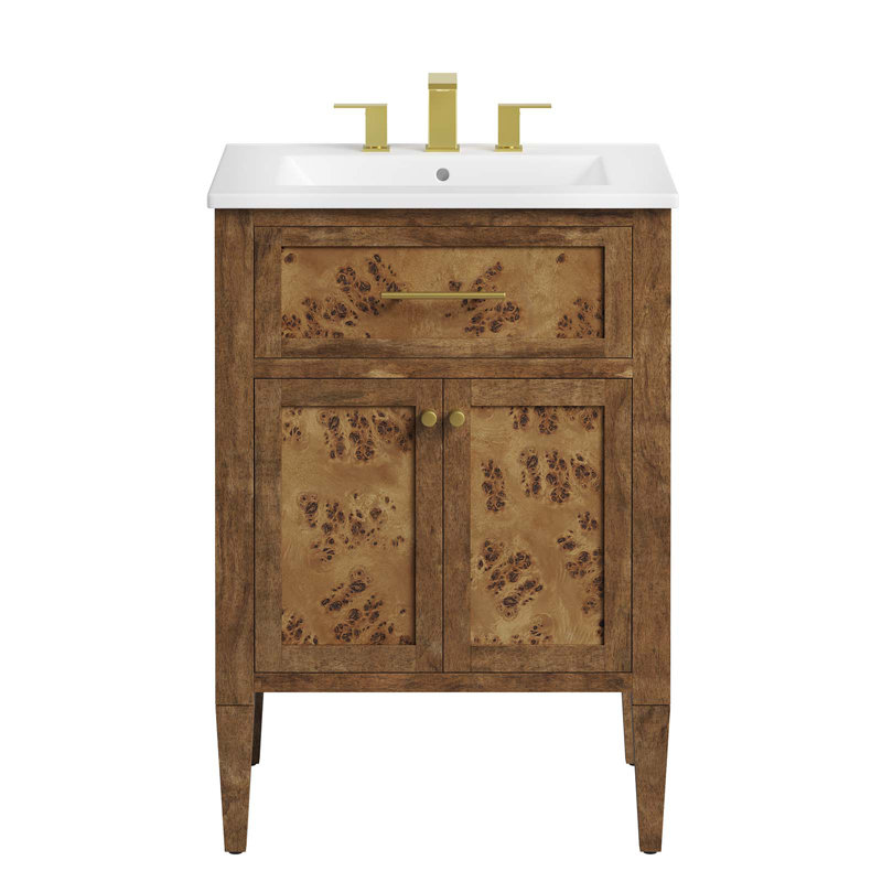 Modway Elysian Single Bathroom Vanity with Top, White, Brown