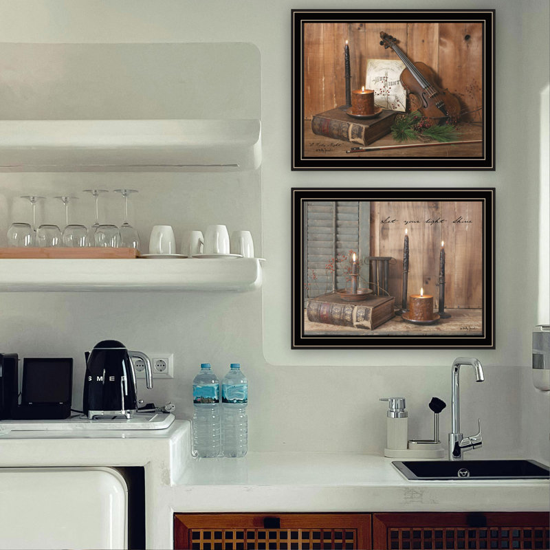 «Trendy Decor 4U», 2 pièces vignette aux chandelles, O sid, art mural encadré pour le salon, Black