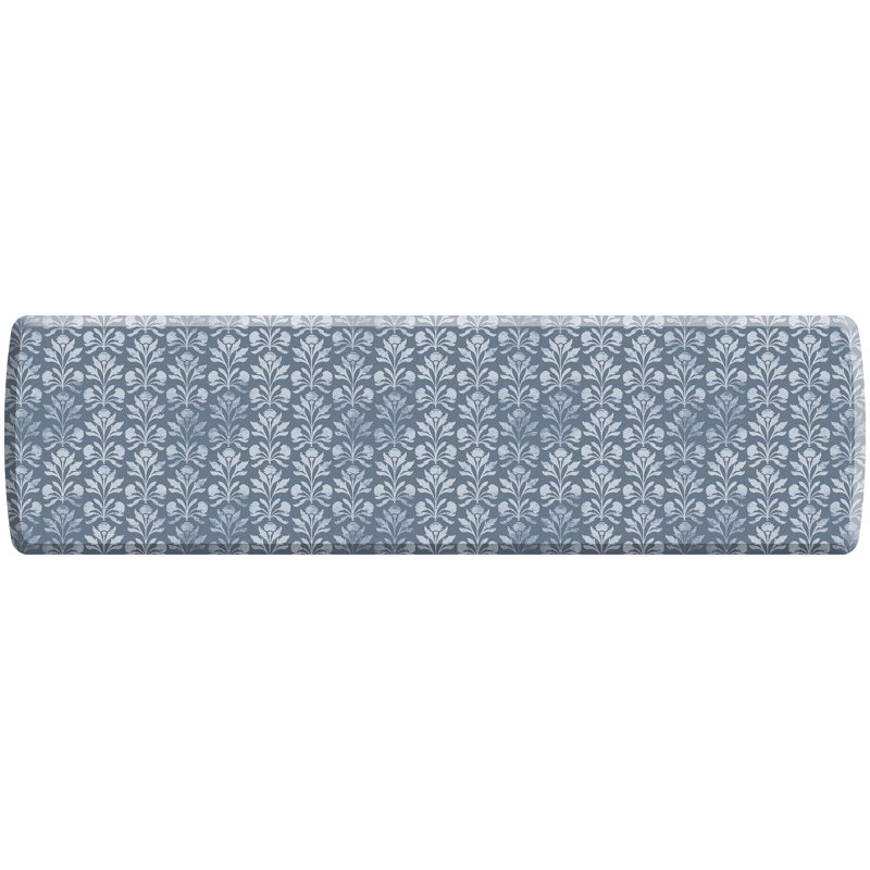 Tapis de cuisine Designer Comfort Anti-Fatigue - Suzanna Botanical Blue Mist, 30 po x 108 po, Bleu brume