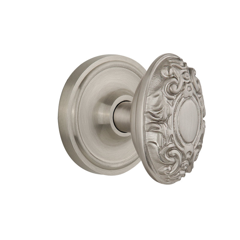 Classic Rosette with Victorian Door Knob, Satin Nickel