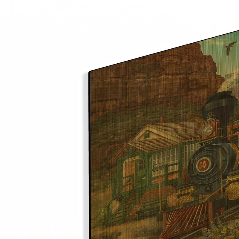 « Canyon Express », illustration de Bigelow, tableau en métal doré, 61 x 41 cm, 24 po x 16 po