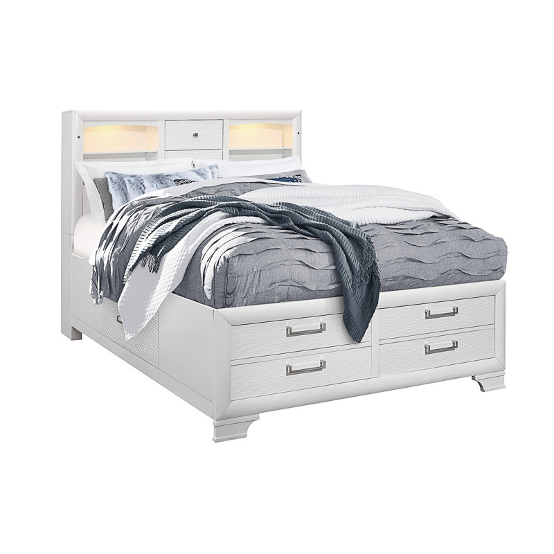 Lit de rangement blanc civique, Blanc, Grand lit
