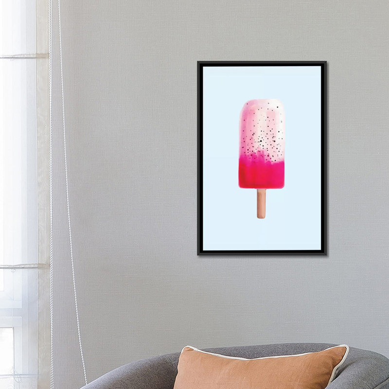 «Dragon Fruit Popsicle», impression sur toile tendue, H 26 po x l 18 po x P 1,5 po, Toile avec cadre noir, Pas de tapis