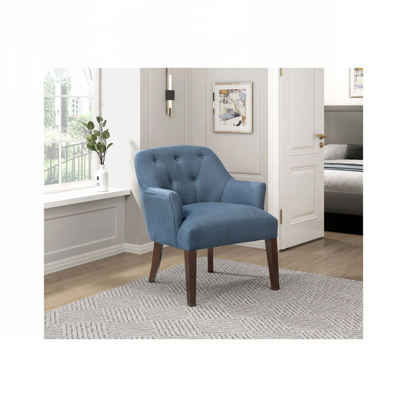 Fauteuil rembourré en tissu avec 4 pieds, Bleu
