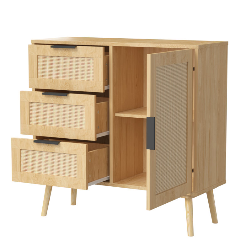 Wood Bedroom Cabinet With 3 Drawers - Adjustable Shelf, Design, Easy To Assemble Furniture Storage Dresser In Drawers, & Stylish, Construct
