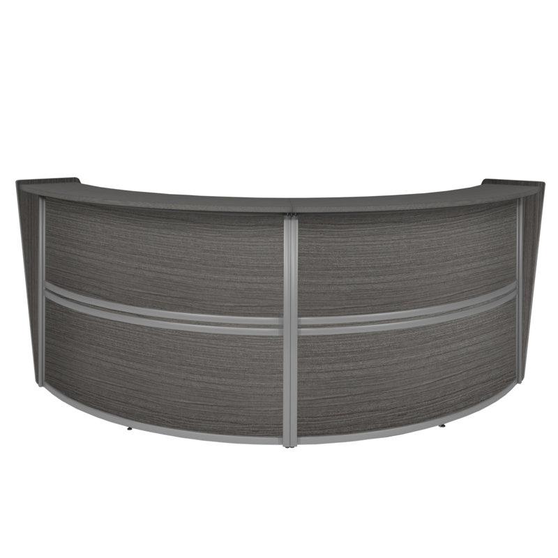 Poste de travail courbé Neshelle, Gris, H 45,5 po x l 124,5 po x P 49 po