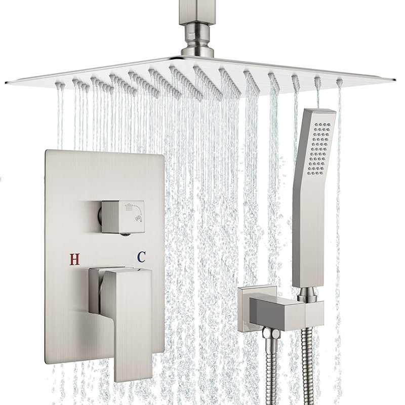Système de douche complet avec valve brute, Nickel brossé