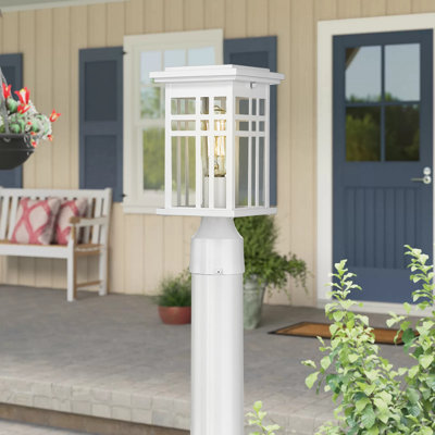 Modern Outdoor Post Lantern Head (Set Of 2) Clear Glass White Finish