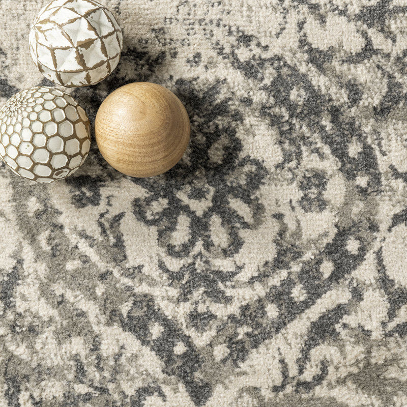 Simons Oriental Power Loom Performance Gray/Beige/Cream Rug, Round 8'