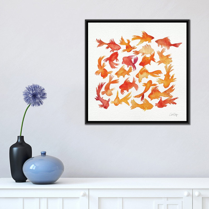 «Goldfish» - reproduction non encadrée, Toile avec cadre noir, H 26 po x l 26 po x P 1,5 po, Pas de tapis