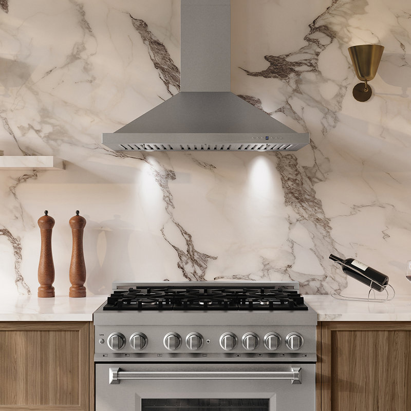 36" 400 CFM Convertible Wall Mount Range Hood, 304 Grade Stainless Steel