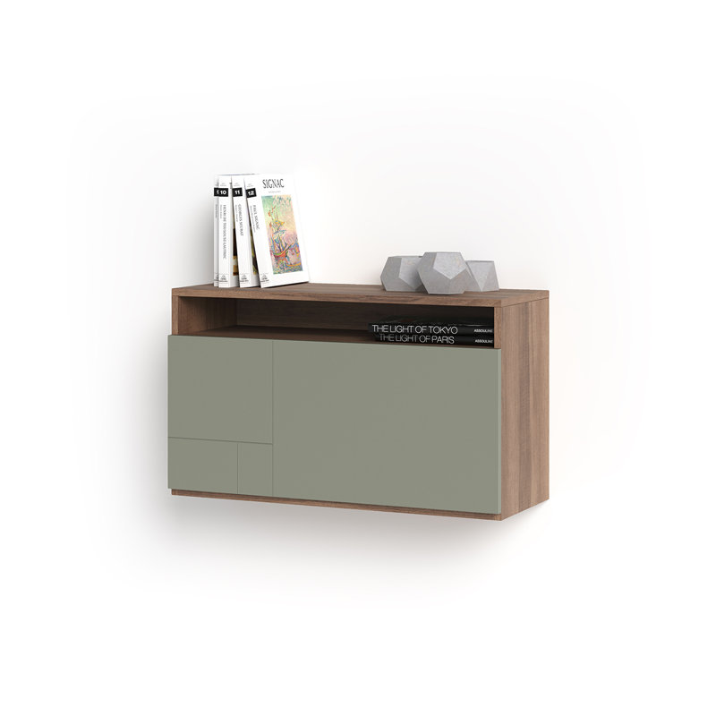 Fryman Floating Desk, Green/Walnut