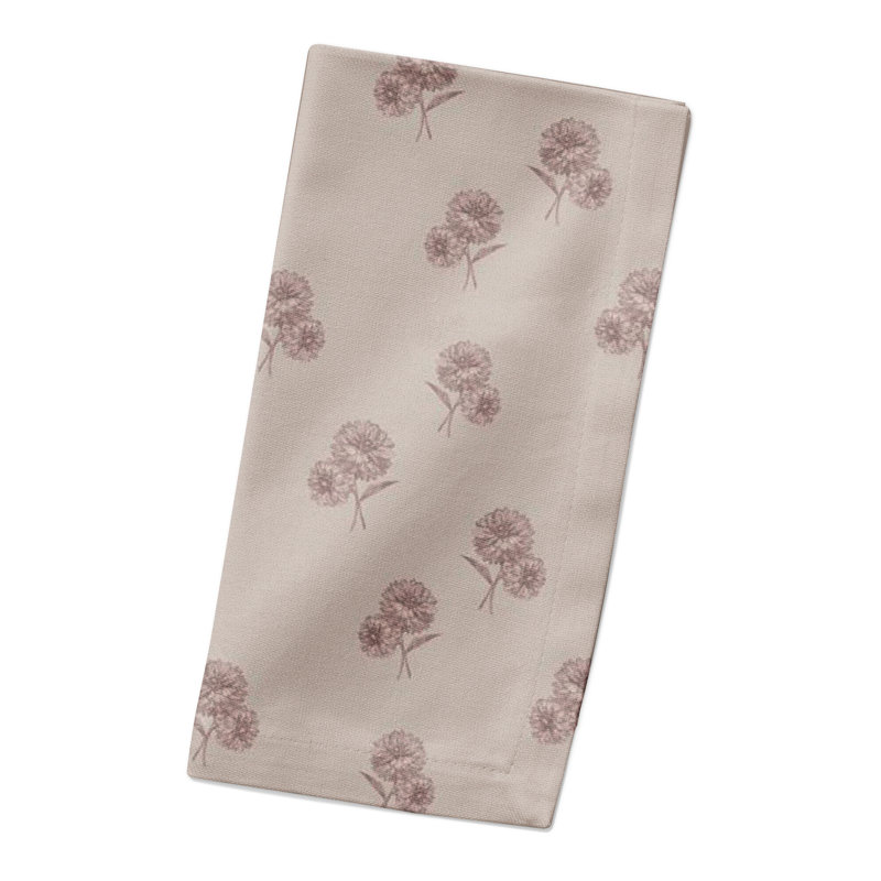 Cotton Twill Floral Rectangle Napkin, Pink