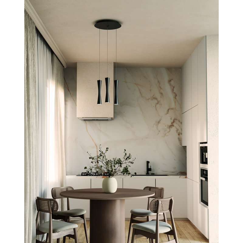 Robson LED Pendant, Black, 3 Lights, 42 W