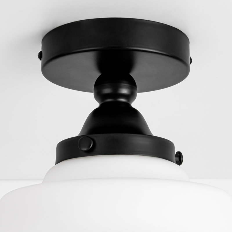  Buckminster 1 - Light 9.4" Schoolhouse Semi-Flush Mount Ceiling Light, Vintage Milk Glass Single Hanging Lamp for Hallway