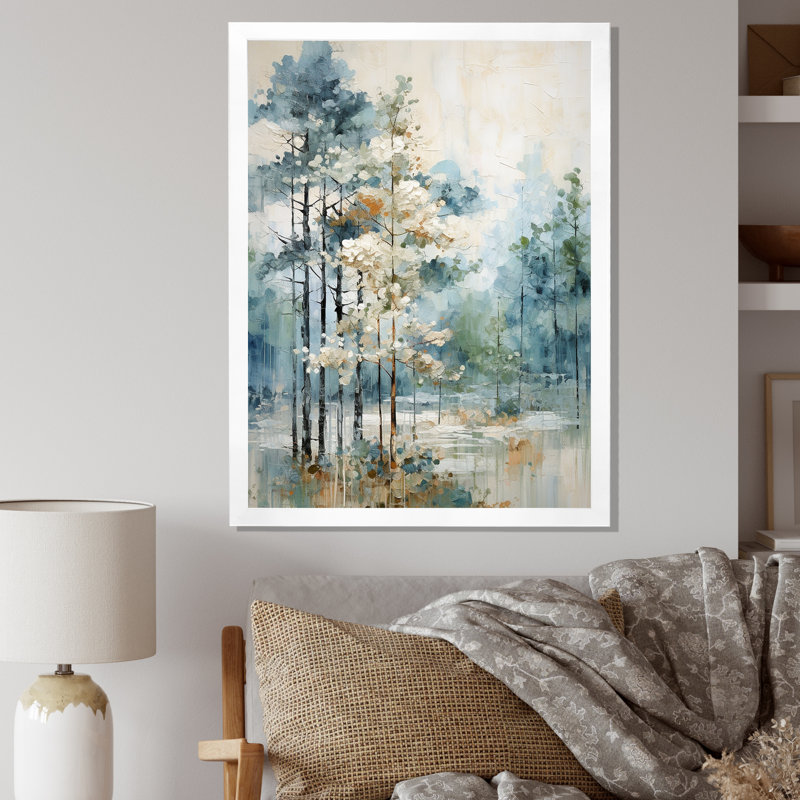 Pin, forêt enchantée II - Pin, art mural, Cadre photo unique, H 32 po x l 16 po, Blanc