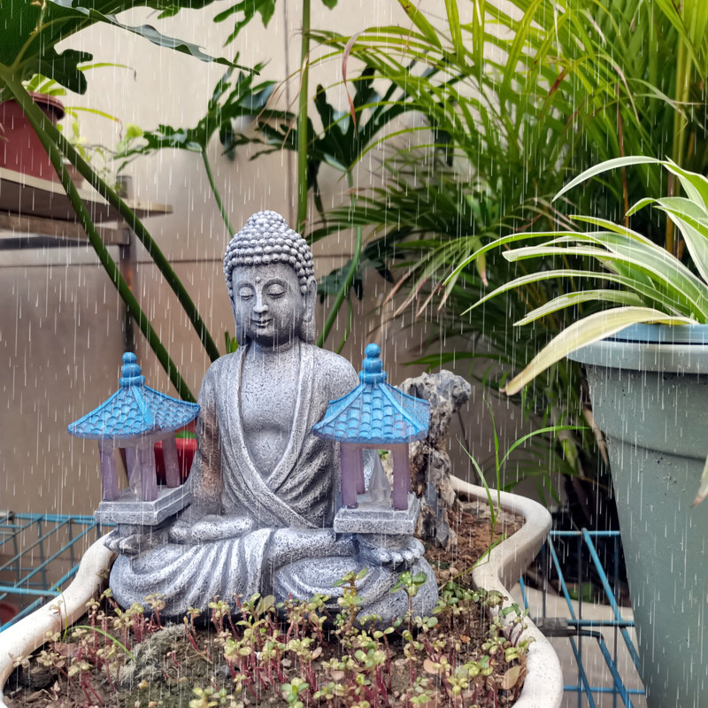 Outdoor Decor Zen Figurine Statue With Solar Lights, Zen Sculpture For Patio Yard Garden Decoration, Mother's Day Gift