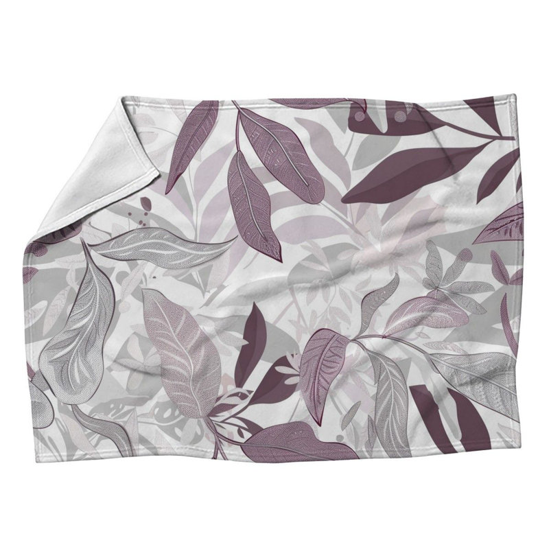 Jeté en molleton Leaf Design, L 60 po x L 80 po