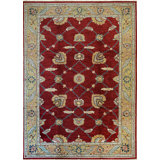 Hand Knotted Wool Floral Area Rug in Red