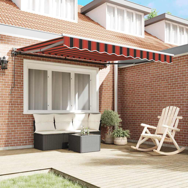 Retractable Awning, 350 cm W x 250 cm D, Orange/Brown/White