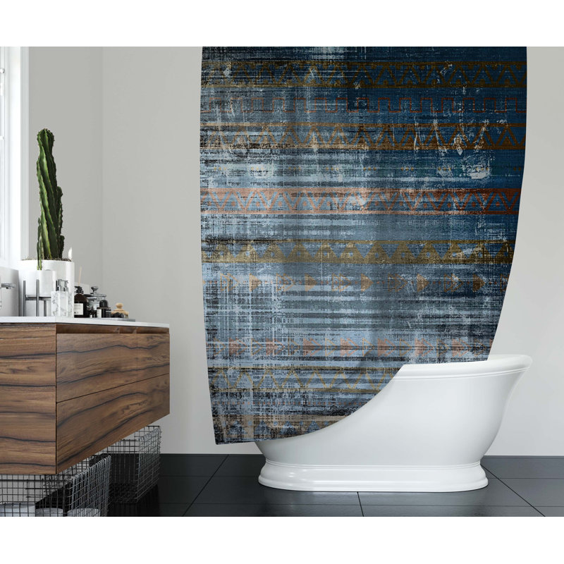 Mckinnie Abstract Shower Curtain, 70" H x 71" W, Blue