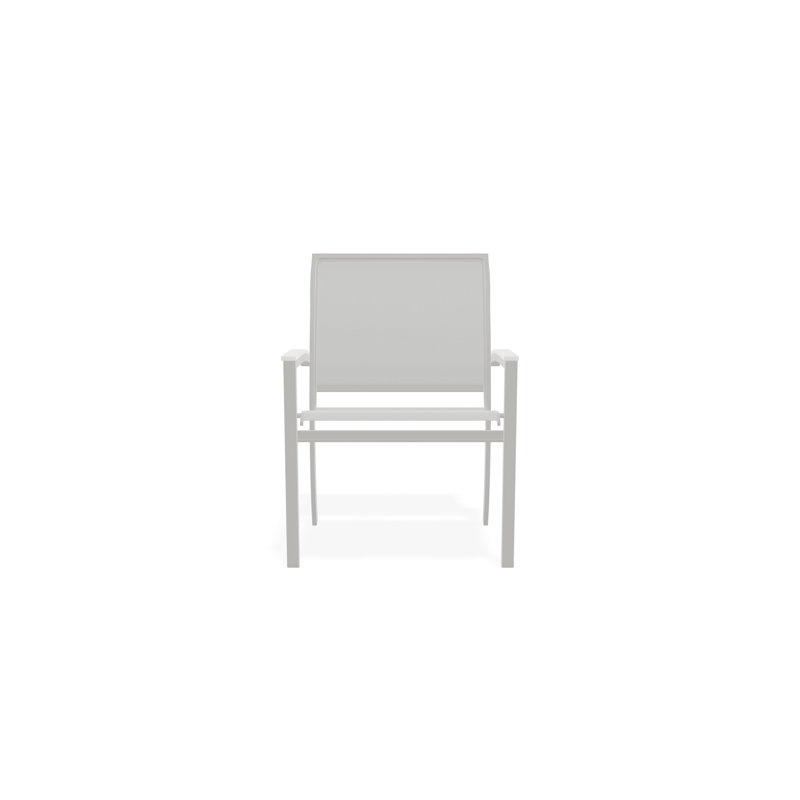 Chaise de café empilable en aluminium Bazza, Blanc 6D Sunbrella®, Neige