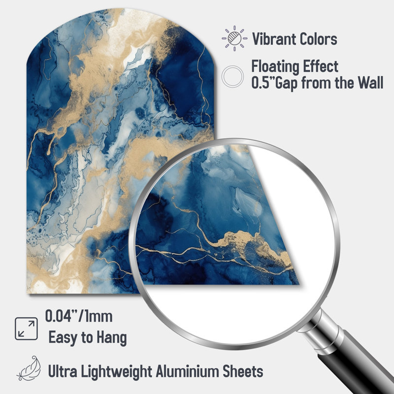 Claubert - Décoration murale abstraite en forme d'arche à encre liquide, H 34 po x l 25 po