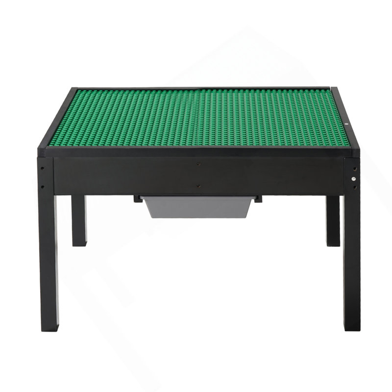 Table d'activités pour enfants en bois, plateau de table double face blocs de construction, table de jeu polyvalente avec 2 bacs de rangement pour enfants de 3 ans et plus, grand espace de rangement, cadeau pour garçons et filles, noir