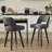 26.4" Swivel Bar Stools Set of 4, Black Solid Wood Legs & Metal Ring Footrest-780815904-780815919