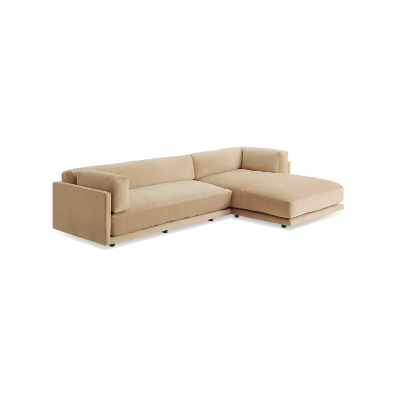 Sunday Chaise Sectional, Agnew Gray Textured Basketweave, Right Hand Facing