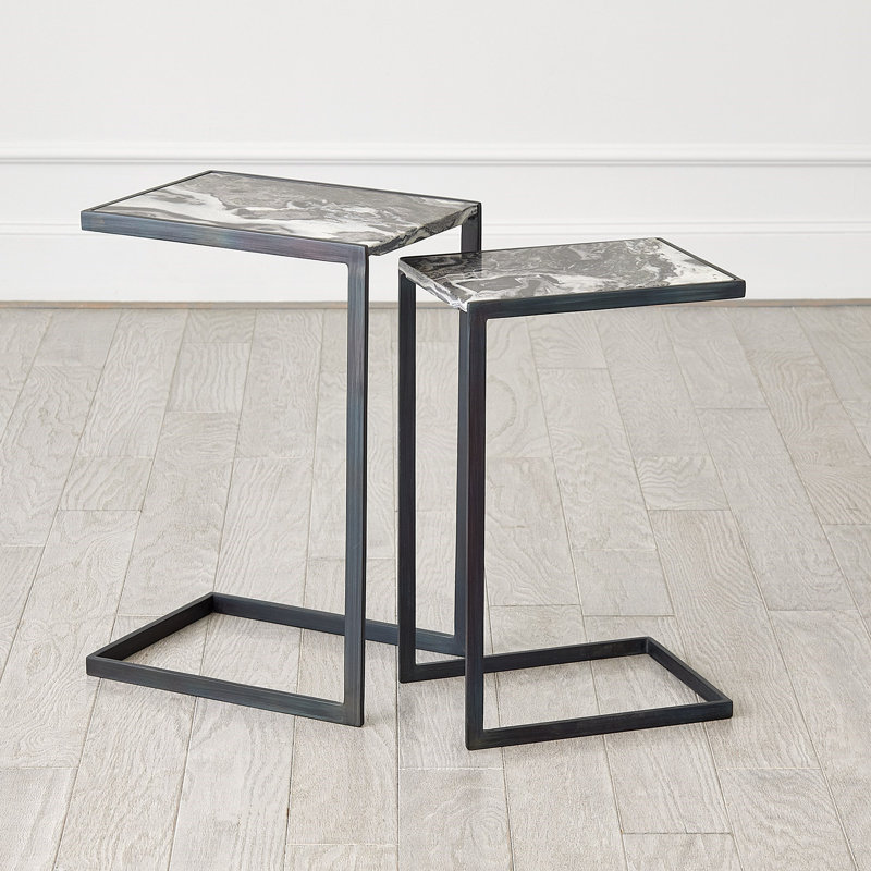 Nudge Marble End Table, 22" H x 14" W x 10.5" D
