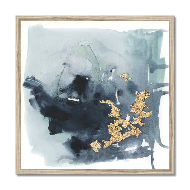 Cerulean & Gold I by Victoria Borges - Print, Natural Wood Framed Paper Print, 55cm H x 55cm W