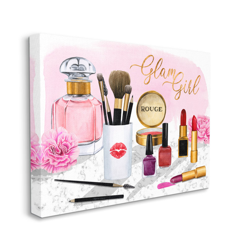 Expression de fille glamour avec accessoires de mode, Toile tendue, H 24 po x l 30 po