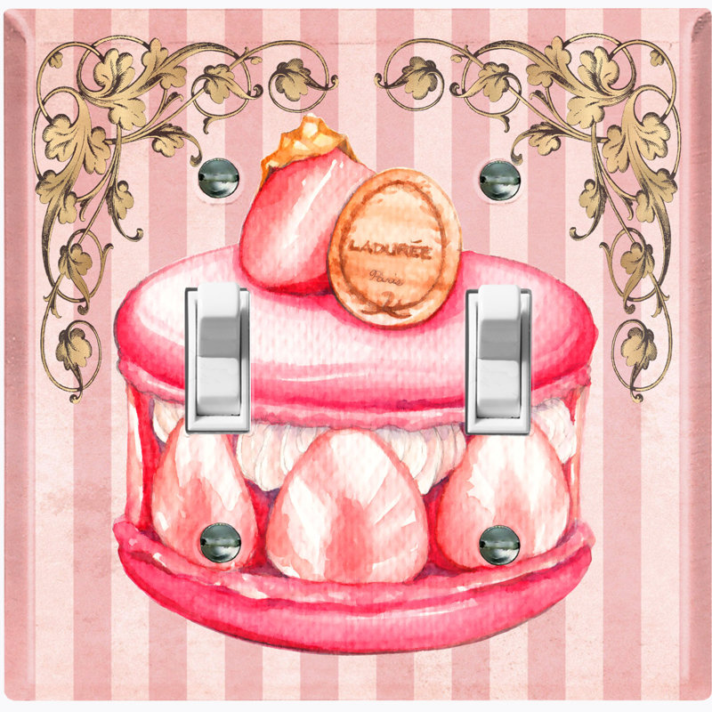 Plaque murale à 2 interrupteurs à bascule Rose Petal Macaron Rose
