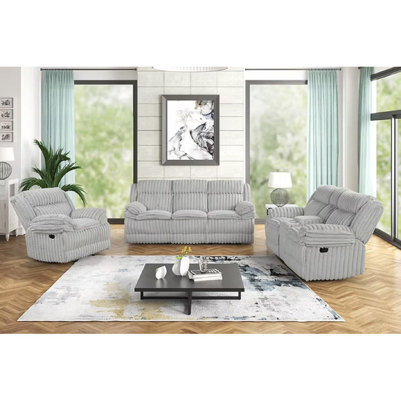 Ensemble de canapé inclinable en tissu Fazeley, Mélange de coton gris
