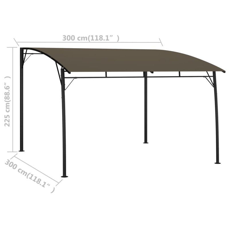 Pavillon de jardin avec auvent et auvent, H 9,8 pi x l 9,8 pi x L 7,4 pi