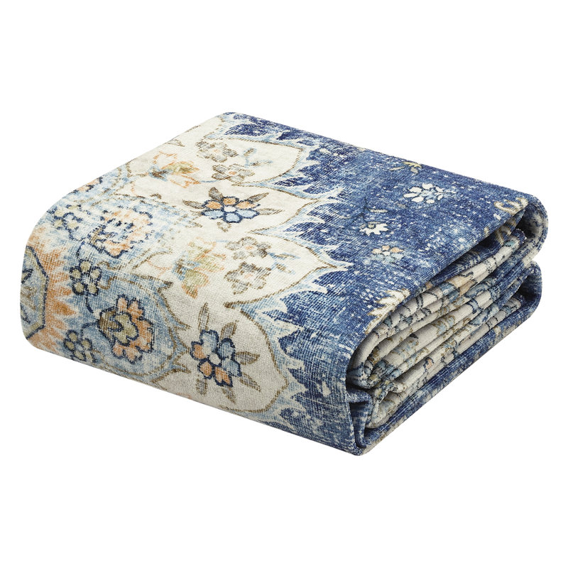 Tapis rétro à motif floral, tapis à motif floral Boho, Rectangle l 9 pi x L 12 pi