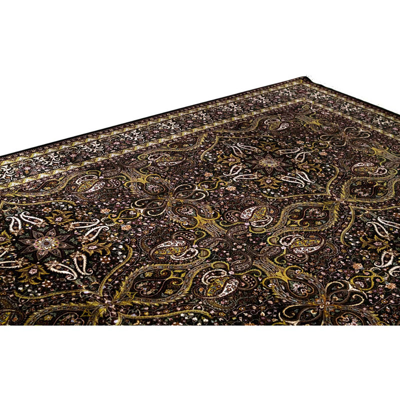 Wool Oriental Area Rug in Dark Green